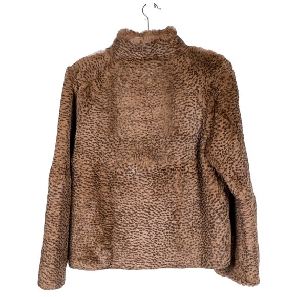 Sharon Young Rabbit Fur Coat S Womens Animal Print Brown Collar Soft Lined - Picture 5 of 5